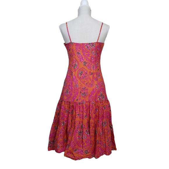 GAP Womens 6 Spaghetti Strap Orange Pink Floral Sundress - Picture 2 of 9